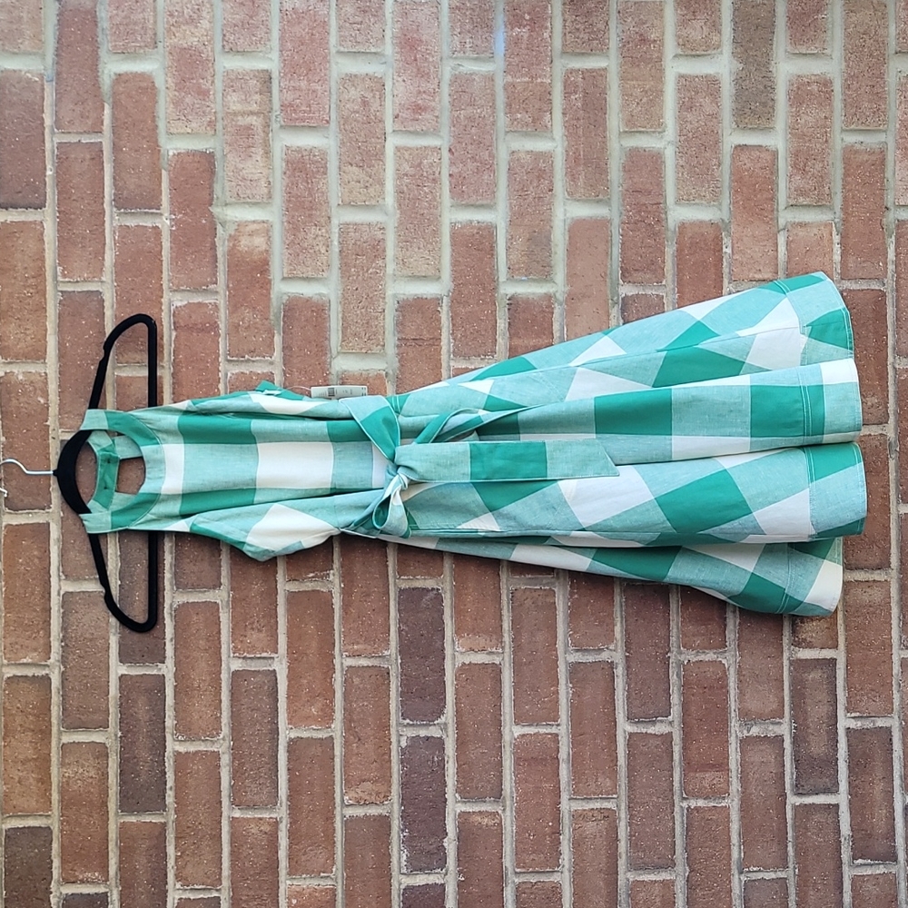 Greta Gingham Dress Green Size 4 - Picture 6 of 10